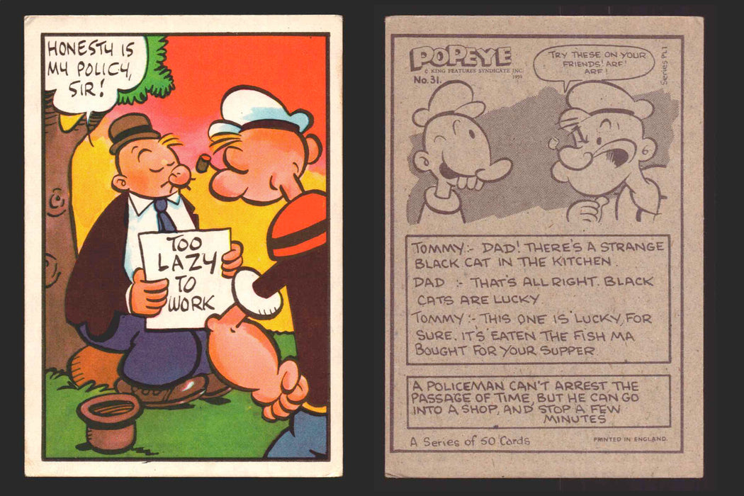 1959 Popeye Chix Confectionery Vintage Trading Card You Pick Singles #1-50 31   Honesty is my policy    sir!  - TvMovieCards.com
