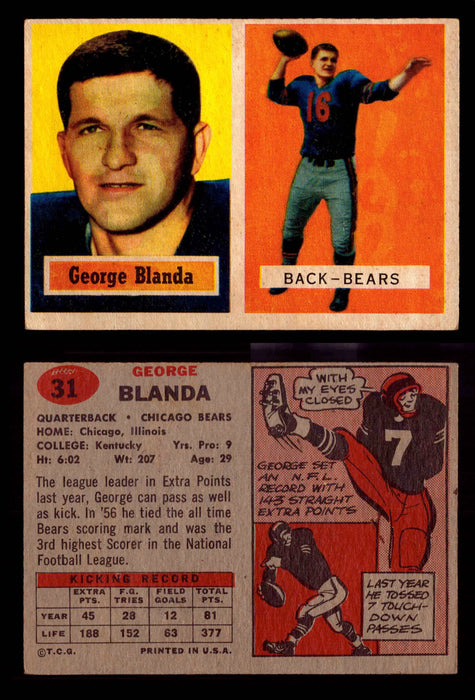 1957 Topps Football Trading Card You Pick Singles #1-#154 VG/EX #	31	George Blanda (HOF)  - TvMovieCards.com