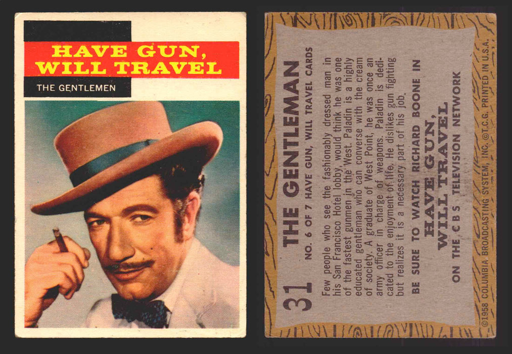 1958 TV Westerns Topps Vintage Trading Cards You Pick Singles #1-71 31   The Gentlemen  - TvMovieCards.com