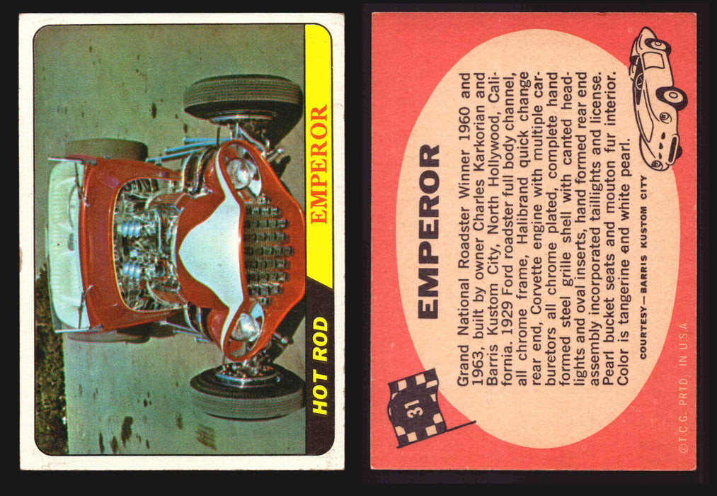 Hot Rods Topps 1968 George Barris Vintage Trading Cards #1-66 You Pick Singles #31 Emperor  - TvMovieCards.com