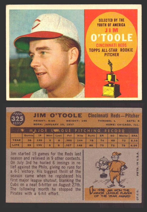 1960 Topps Baseball Trading Card You Pick Singles #250-#572 VG/EX 325 - Jim O'Toole  - TvMovieCards.com