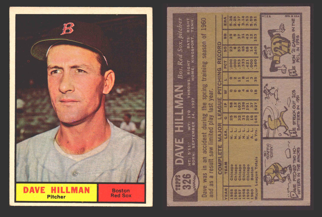 1961 Topps Baseball Trading Card You Pick Singles #300-#399 VG/EX #	326 Dave Hillman - Boston Red Sox  - TvMovieCards.com