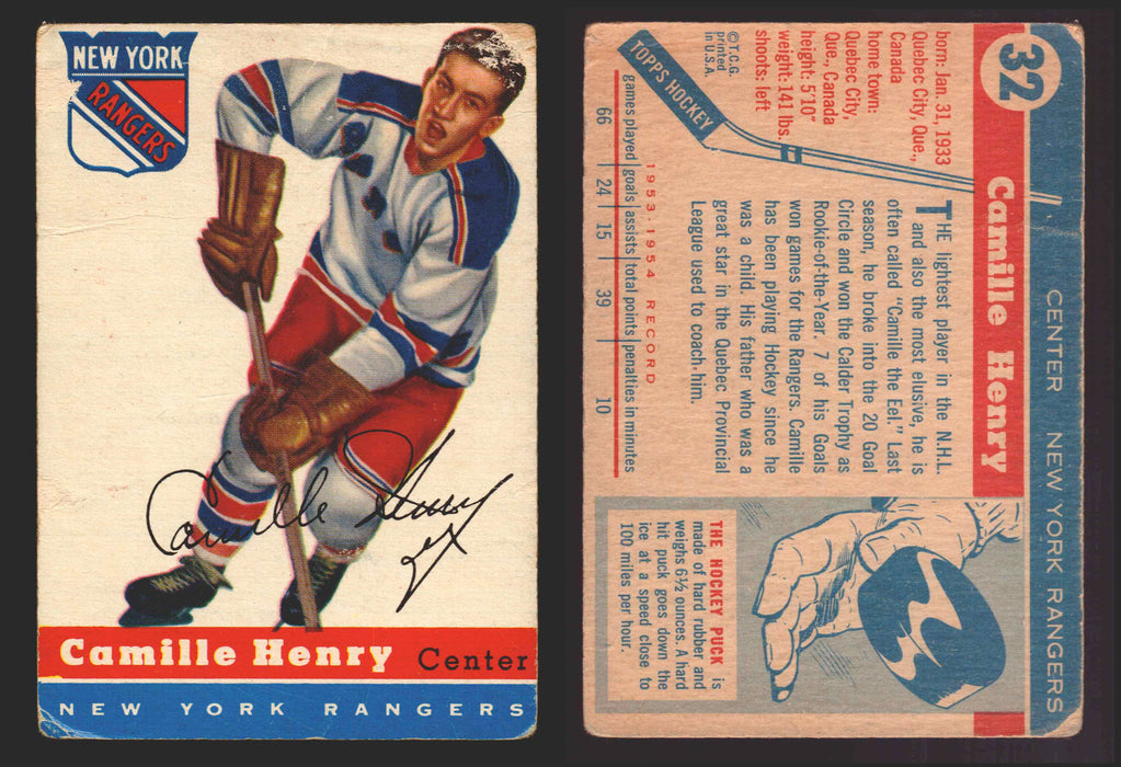 1954-1955 Topps Hockey NHL Trading Card You Pick Single Cards #1 - 60 F/VG #32 Camille Henry (Fair)  - TvMovieCards.com