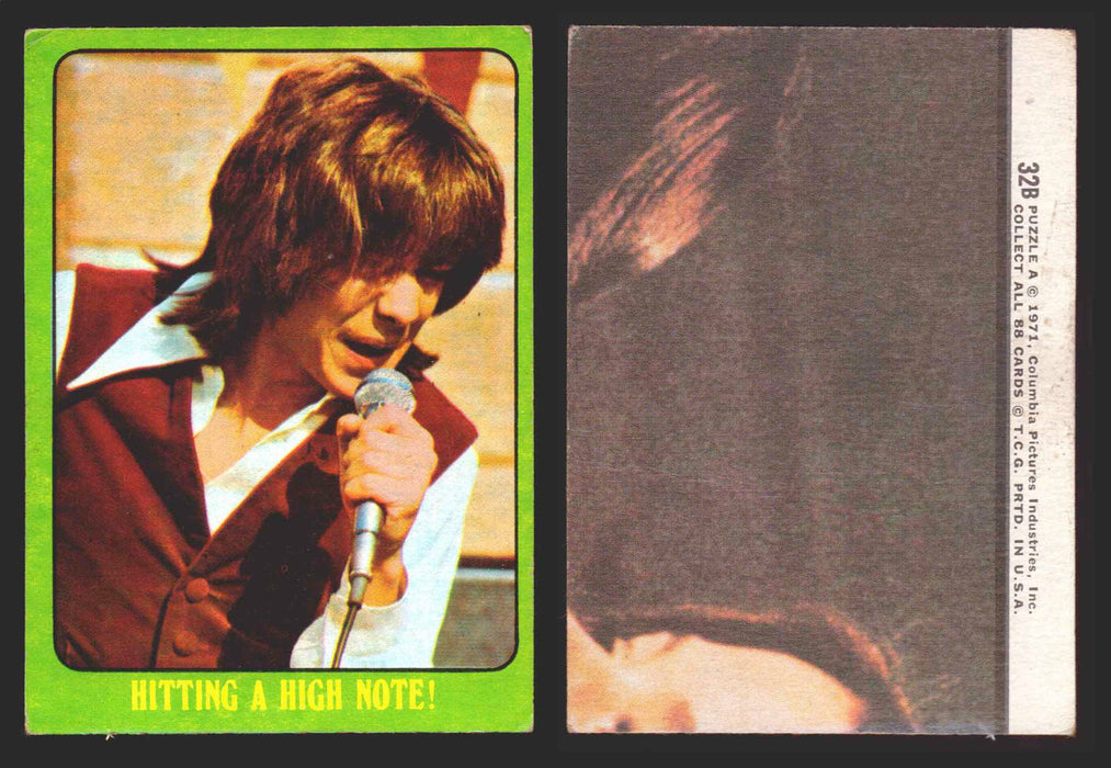 1971 The Partridge Family Series 3 Green You Pick Single Cards #1-88B Topps USA #	32B   Hitting a High Note!  - TvMovieCards.com