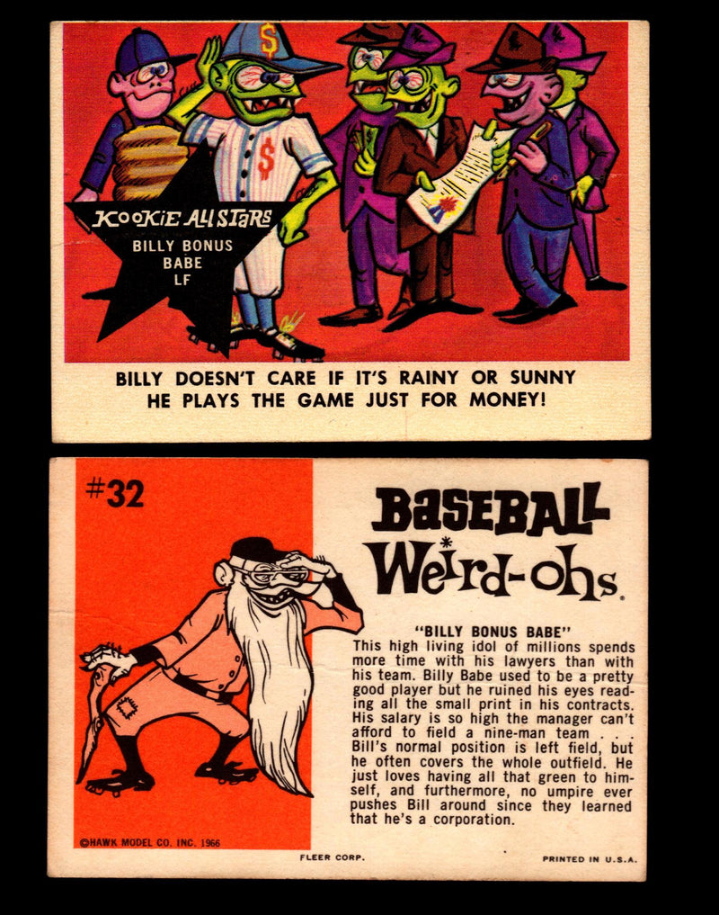 Weird-ohs BaseBall 1966 Fleer Vintage Card You Pick Singles #1-66 #32 Billy Bonus Babe  - TvMovieCards.com