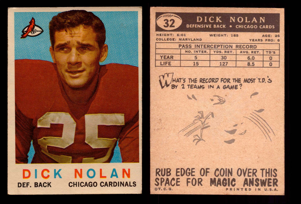 1959 Topps Football Trading Card You Pick Singles #1-#176 VG/EX #	32	Dick Nolan  - TvMovieCards.com