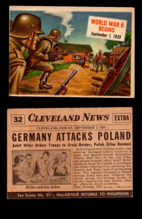 1954 Scoop Newspaper Series 1 Topps Vintage Trading Cards You Pick Singles #1-78 32   World War II Begins  - TvMovieCards.com
