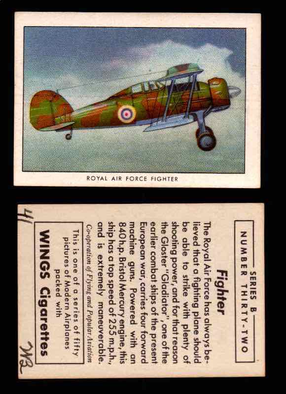 1941 Modern American Airplanes Series B Vintage Trading Cards Pick Singles #1-50 32	 	Royal Air Force Fighter  - TvMovieCards.com