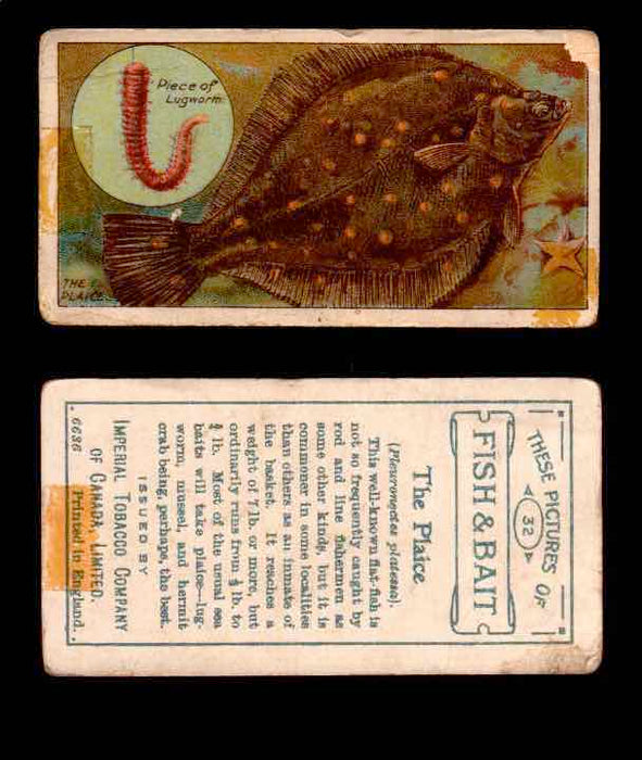 1910 Fish and Bait Imperial Tobacco Vintage Trading Cards You Pick Singles #1-50 #32 THe Plaice  - TvMovieCards.com