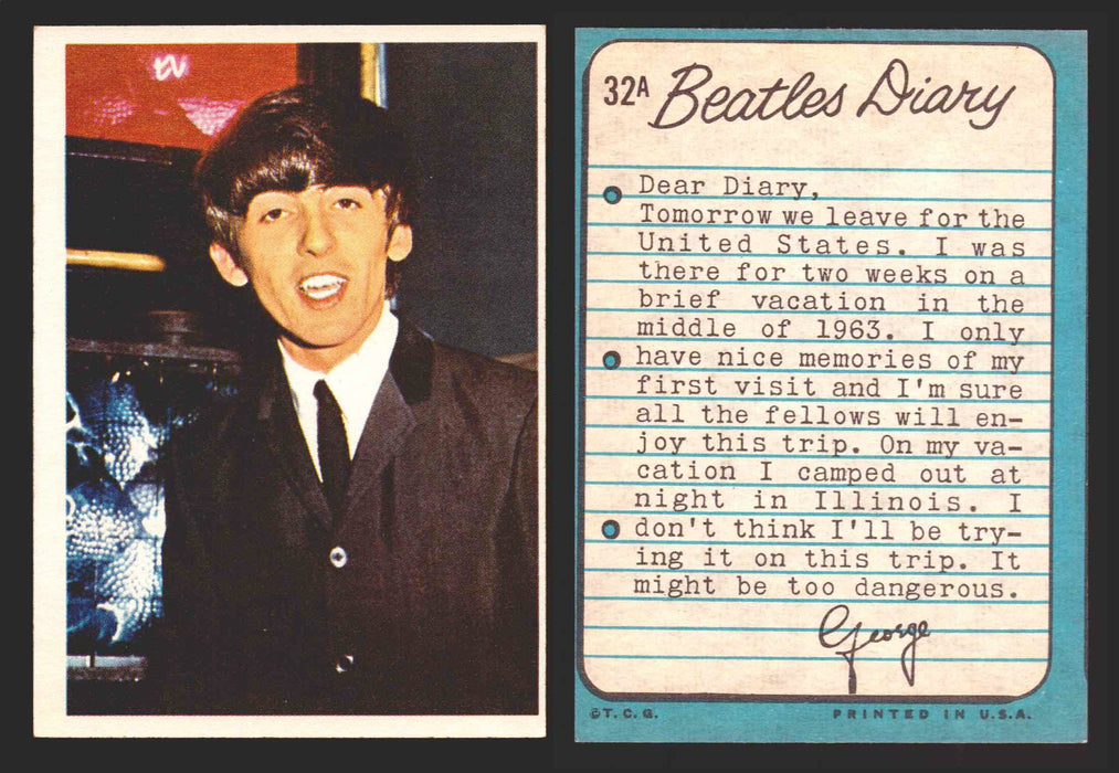 Beatles Diary Topps 1964 Vintage Trading Cards You Pick Singles #1A-#60A #	32	A  - TvMovieCards.com