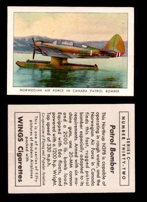 1942 Modern American Airplanes Series C Vintage Trading Cards Pick Singles #1-50 32	 	Norwegian Air Force In Canada Patrol Bomber UER  - TvMovieCards.com
