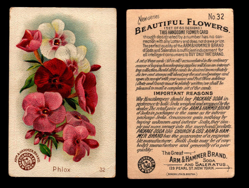 Beautiful Flowers New Series You Pick Singles Card #1-#60 Arm & Hammer 1888 J16 #32 Phlox  - TvMovieCards.com