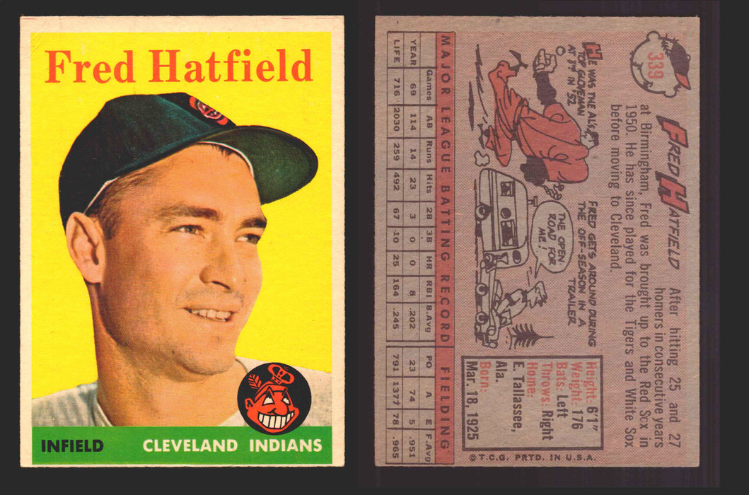 1958 Topps Baseball Trading Card You Pick Single Cards #1 - 495 EX/NM #	339	Fred Hatfield  - TvMovieCards.com