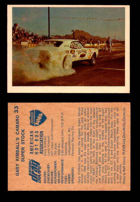 AHRA Official Drag Champs 1971 Fleer Canada Trading Cards You Pick Singles #1-63 33   Gary Kimball's Camaro                            Super Stock  - TvMovieCards.com