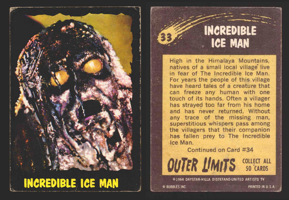 1964 Outer Limits Bubble Inc Vintage Trading Cards #1-50 You Pick Singles #33  - TvMovieCards.com