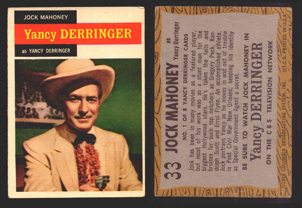 1958 TV Westerns Topps Vintage Trading Cards You Pick Singles #1-71 33   Jock Mahoney as Yancy Derringer  - TvMovieCards.com