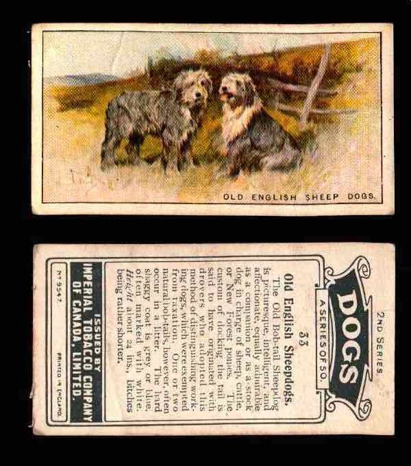 1925 Dogs 2nd Series Imperial Tobacco Vintage Trading Cards U Pick Singles #1-50 #33 Old English Sheep Dogs  - TvMovieCards.com