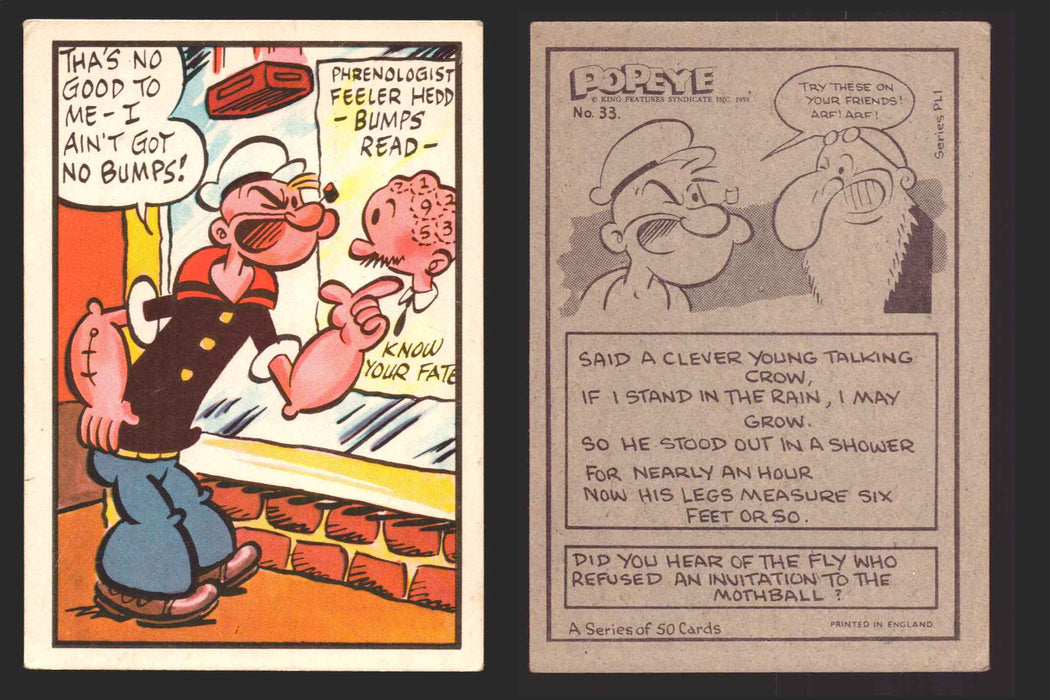 1959 Popeye Chix Confectionery Vintage Trading Card You Pick Singles #1-50 33   Tha's no good to me - I ain't got no bumps!  - TvMovieCards.com