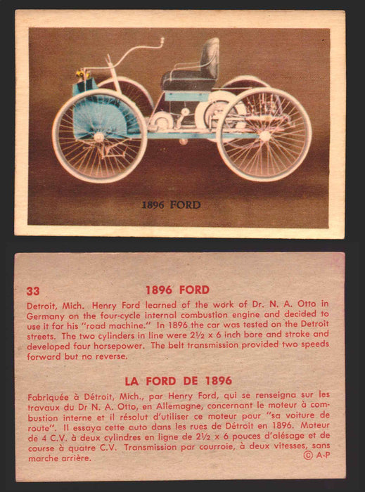 1959 Parkhurst Old Time Cars Vintage Trading Card You Pick Singles #1-64 V339-16 33	1896 Ford  - TvMovieCards.com