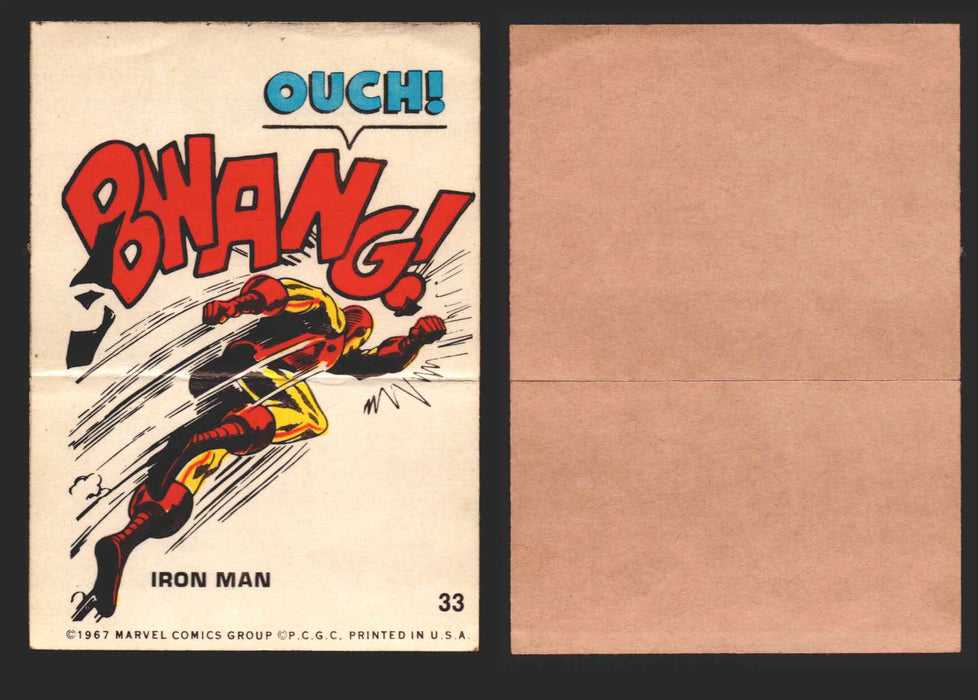 1967 Philadelphia Gum Marvel Super Hero Stickers Vintage You Pick Singles #1-55 33   Iron Man - Ouch!  - TvMovieCards.com