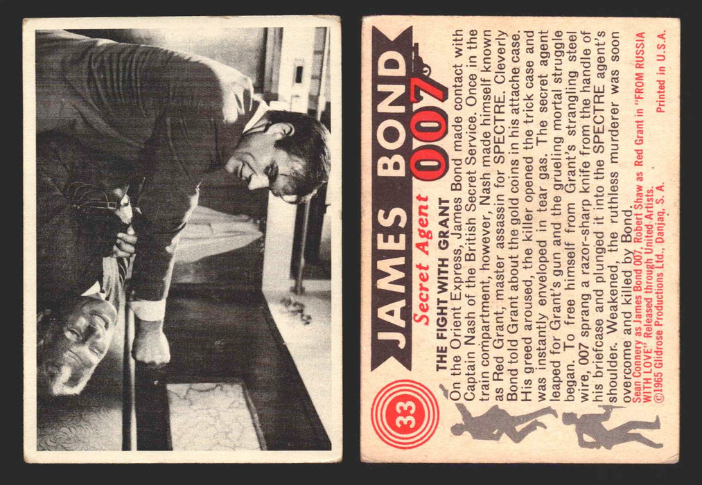 1965 James Bond 007 Glidrose Vintage Trading Cards You Pick Singles #1-66 33   The Fight With Grant  - TvMovieCards.com