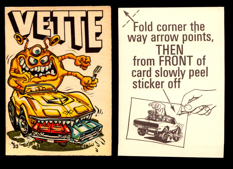 Fabulous Odd Rods Vintage Sticker Cards 1973 #1-#66 You Pick Singles #33   Vette  - TvMovieCards.com