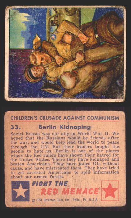 1951 Red Menace Vintage Trading Cards #1-48 You Pick Singles Bowman Gum 33   Berlin Kidnaping  - TvMovieCards.com