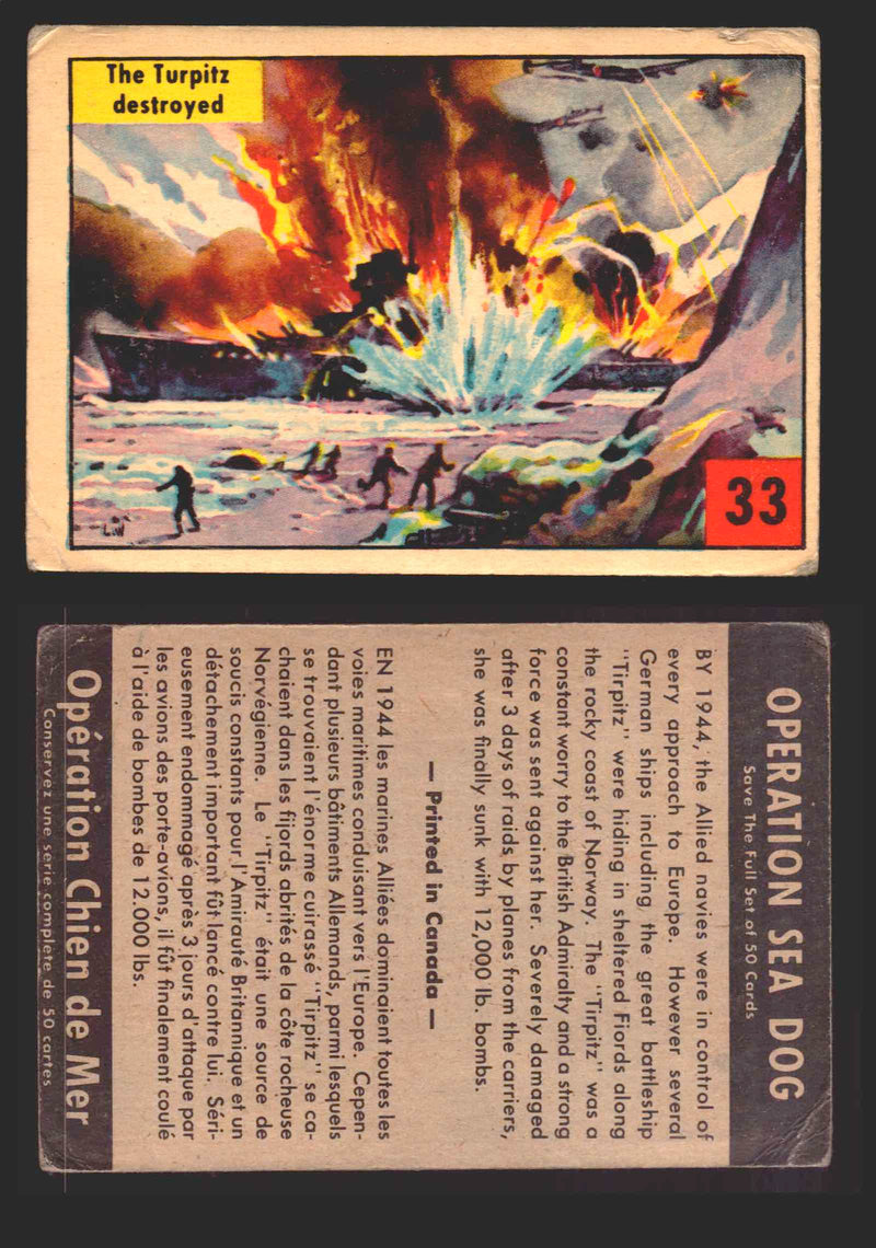 1954 Parkhurst Operation Sea Dogs You Pick Single Trading Cards #1-50 V339-9 33 The Tirpitz Destroyed  - TvMovieCards.com