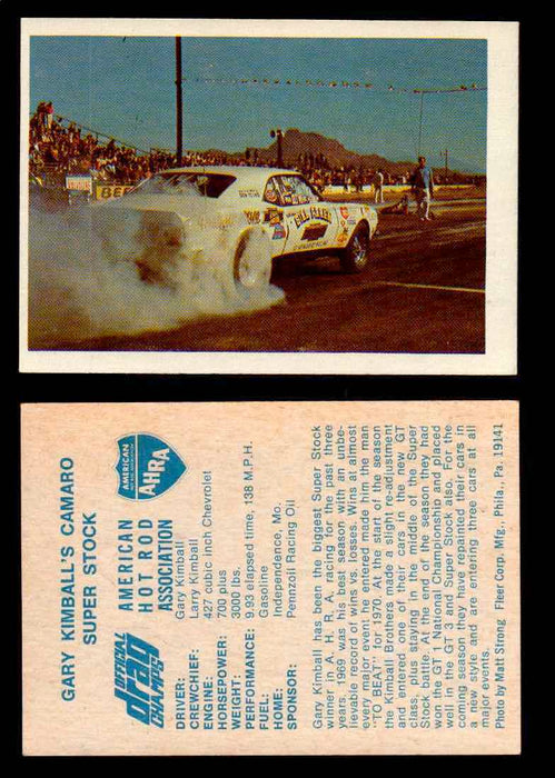 AHRA Official Drag Champs 1971 Fleer Vintage Trading Cards You Pick Singles 33   Gary Kimball's Camaro                            Super Stock  - TvMovieCards.com