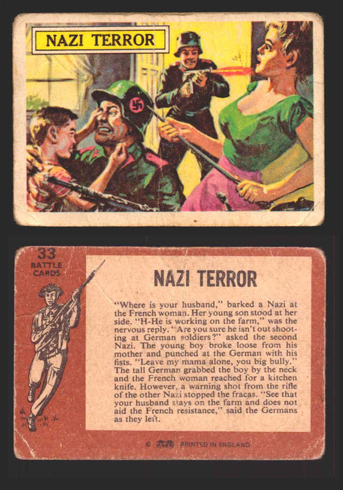 1965 Battle World War II A&BC Vintage Trading Card You Pick Singles #1-#73 33   Nazi Terror  - TvMovieCards.com
