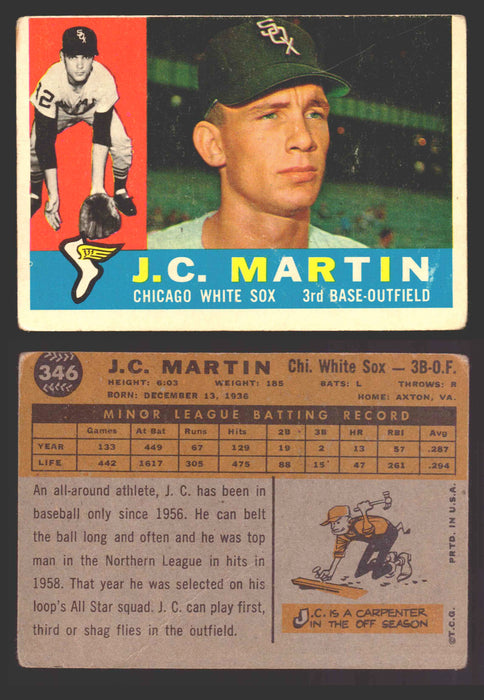1960 Topps Baseball Trading Card You Pick Singles #250-#572 VG/EX 346 - J.C. Martin (creased)  - TvMovieCards.com