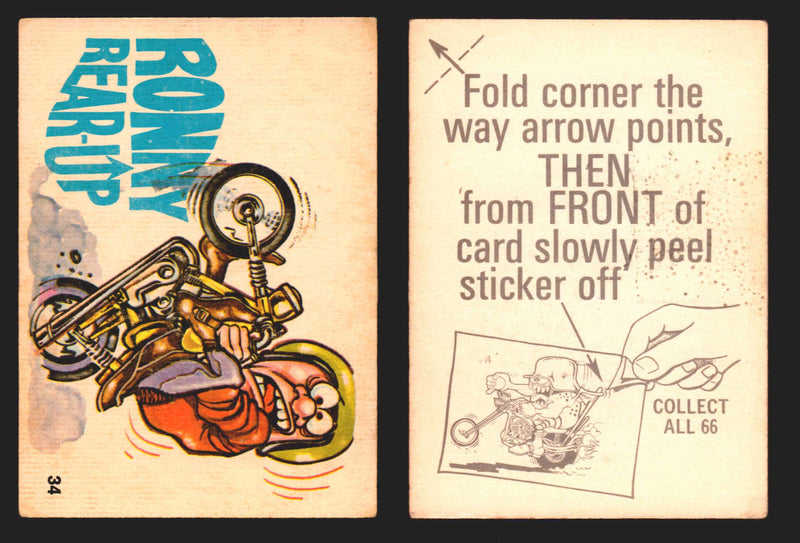 1972 Silly Cycles Donruss Vintage Trading Cards #1-66 You Pick Singles #34	 	Ronny Rear-Up  - TvMovieCards.com
