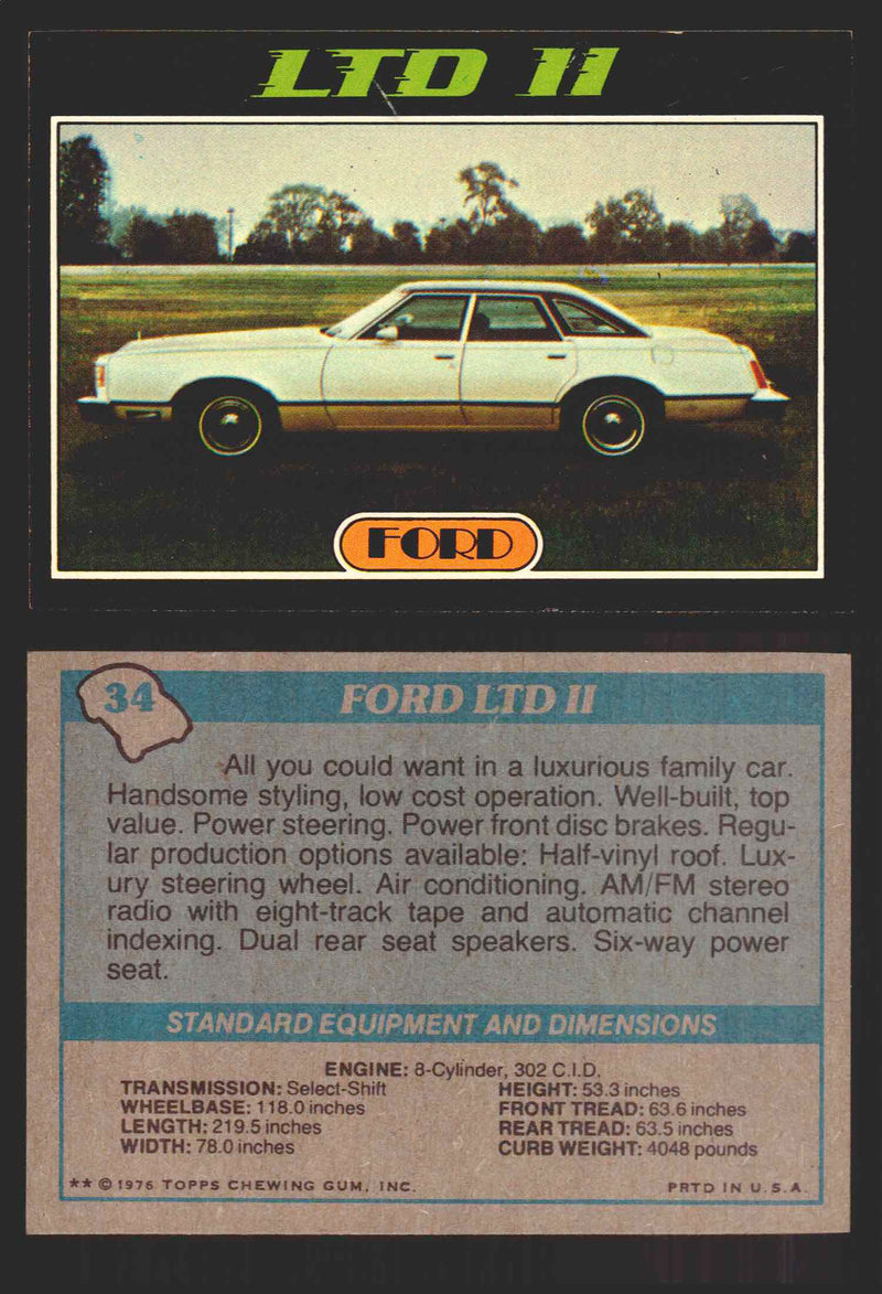 1976 Autos of 1977 Vintage Trading Cards You Pick Singles #1-99 Topps 34   Ford LTD II  - TvMovieCards.com