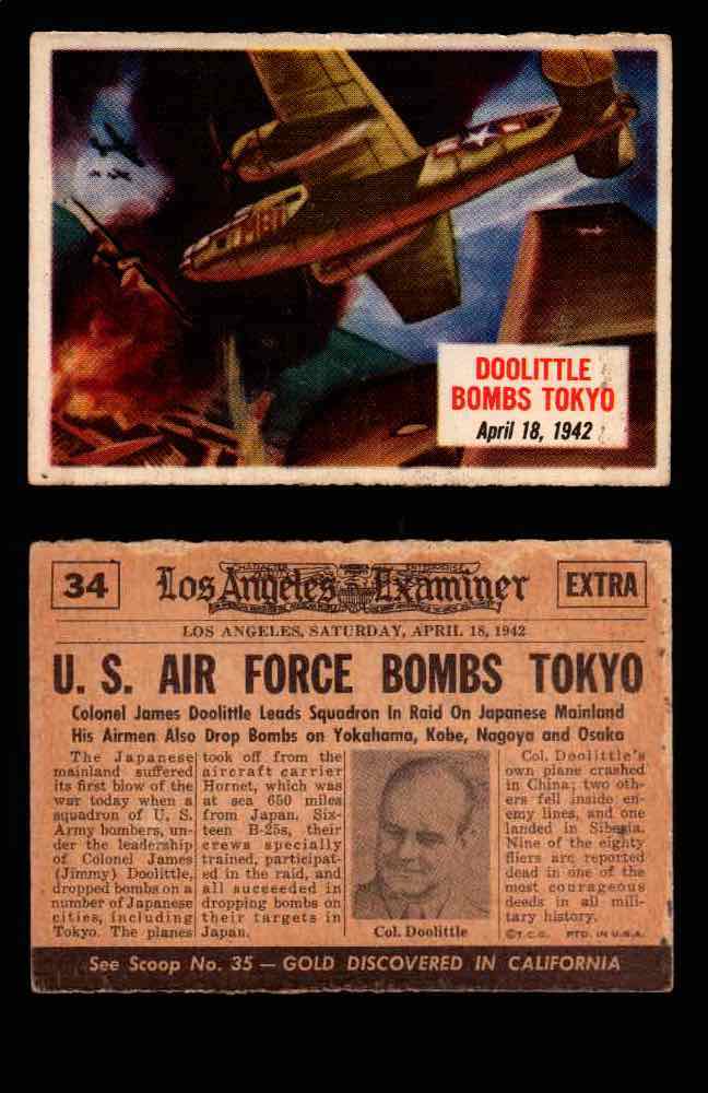 1954 Scoop Newspaper Series 1 Topps Vintage Trading Cards You Pick Singles #1-78 34   Doolittle Bombs Tokyo  - TvMovieCards.com