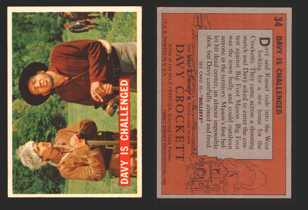 Davy Crockett Series 1 1956 Walt Disney Topps Vintage Trading Cards You Pick Sin 34   Davy Is Challenged  - TvMovieCards.com