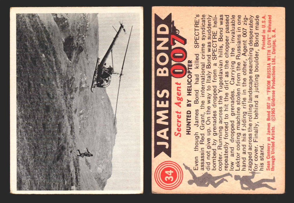 1965 James Bond 007 Glidrose Vintage Trading Cards You Pick Singles #1-66 34   Hunted By Helicopter  - TvMovieCards.com