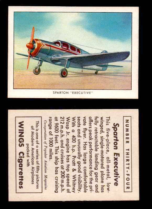 1940 Modern American Airplanes Series 1 Vintage Trading Cards Pick Singles #1-50 34 Sparton “Executive” (error card)  - TvMovieCards.com