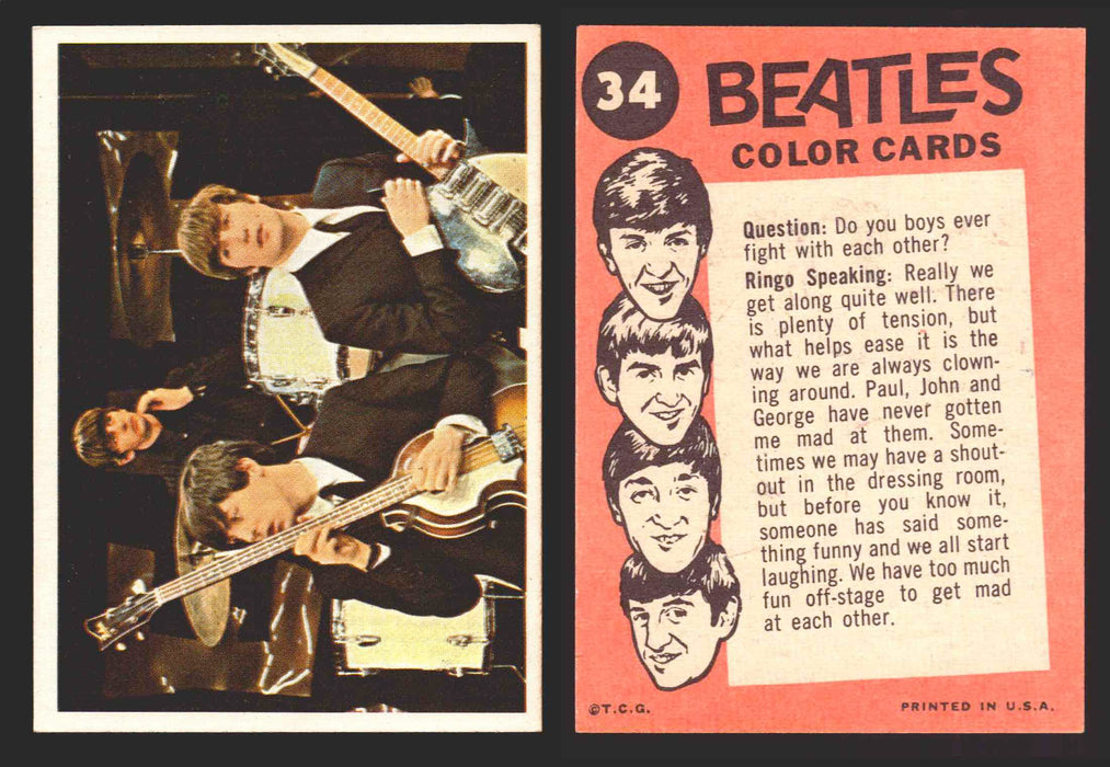 Beatles Color Topps 1964 Vintage Trading Cards You Pick Singles #1-#64 #	34  - TvMovieCards.com
