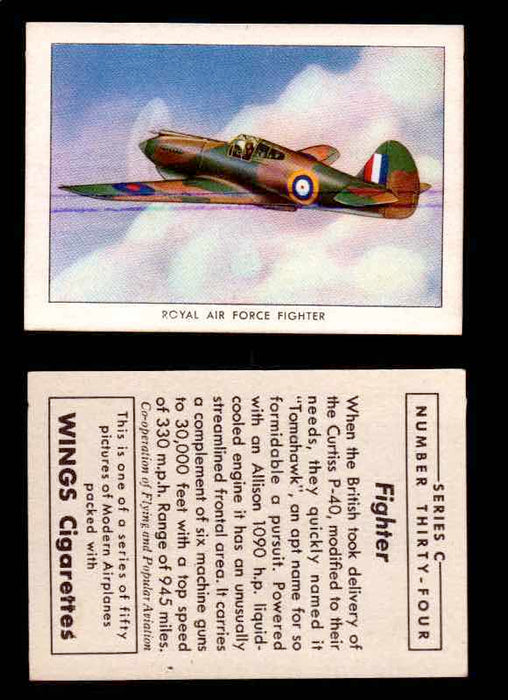 1942 Modern American Airplanes Series C Vintage Trading Cards Pick Singles #1-50 34	 	Royal Air Force Fighter  - TvMovieCards.com
