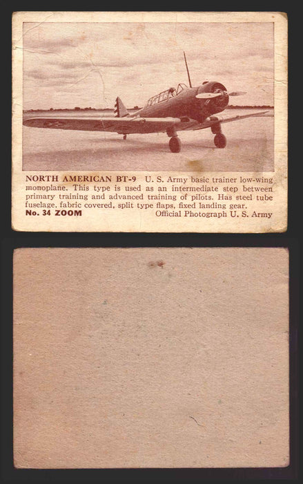 1940 Zoom Airplanes Series 2 & 3 You Pick Single Trading Cards #1-200 Gum 34   North American BT-9  - TvMovieCards.com