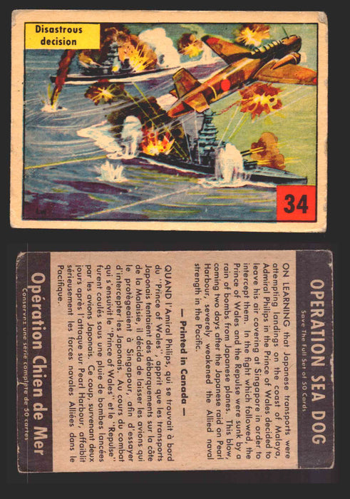 1954 Parkhurst Operation Sea Dogs You Pick Single Trading Cards #1-50 V339-9 34 Disastrous Decision  - TvMovieCards.com