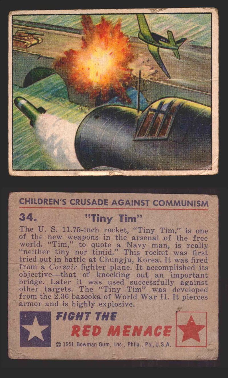 1951 Red Menace Vintage Trading Cards #1-48 You Pick Singles Bowman Gum 34   "Tiny Tim”  - TvMovieCards.com