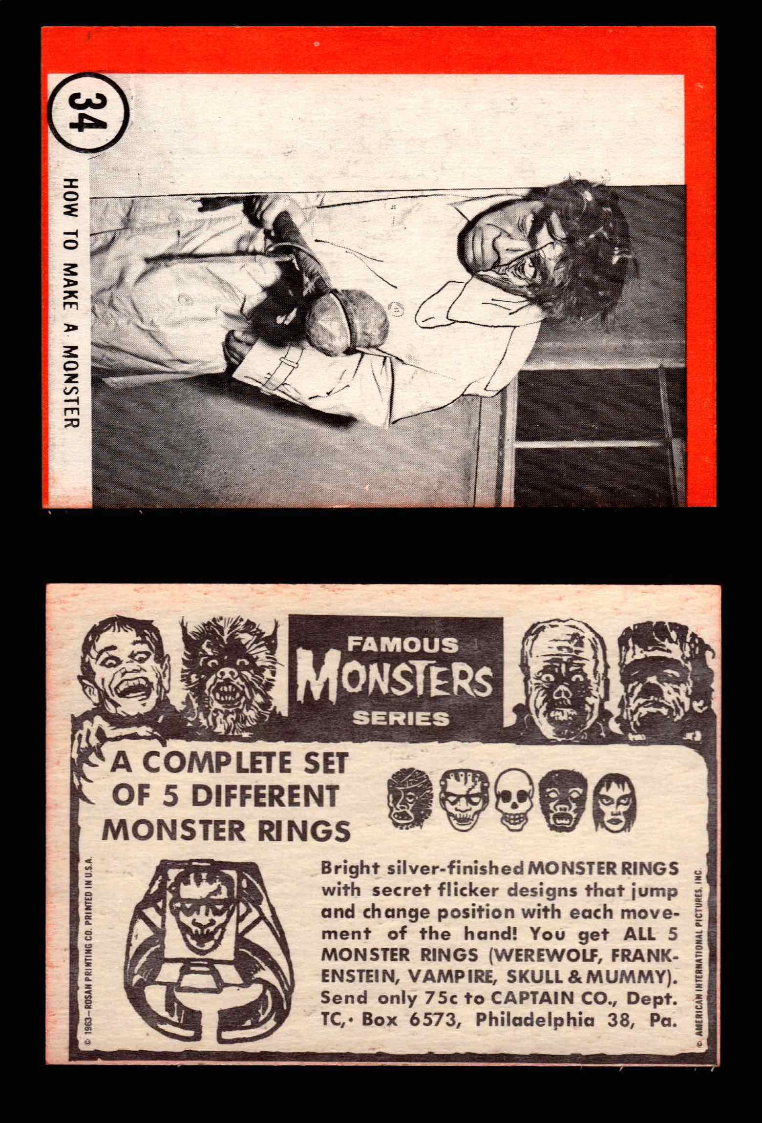 Famous Monsters 1963 Vintage Trading Cards You Pick Singles #1-64