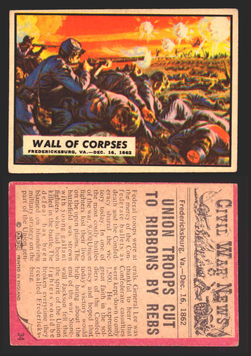 Civil War News Vintage Trading Cards A&BC Gum You Pick Singles #1-88 1965 34   Wall of Corpses  - TvMovieCards.com