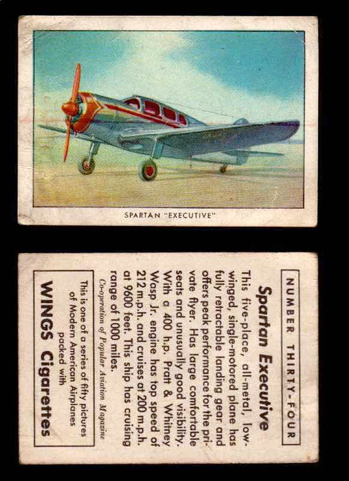 1940 Modern American Airplanes Series 1 Vintage Trading Cards Pick Singles #1-50 34 Spartan “Executive” (corrected card)  - TvMovieCards.com