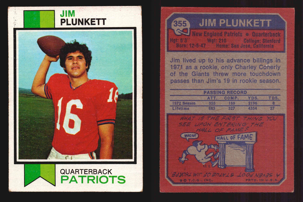 1973 Topps Football Trading Card You Pick Singles #1-#528 G/VG/EX #	355	Jim Plunkett  - TvMovieCards.com