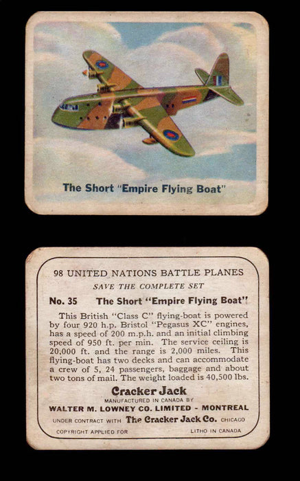 Cracker Jack United Nations Battle Planes Vintage You Pick Single Cards #1-70 #35  - TvMovieCards.com