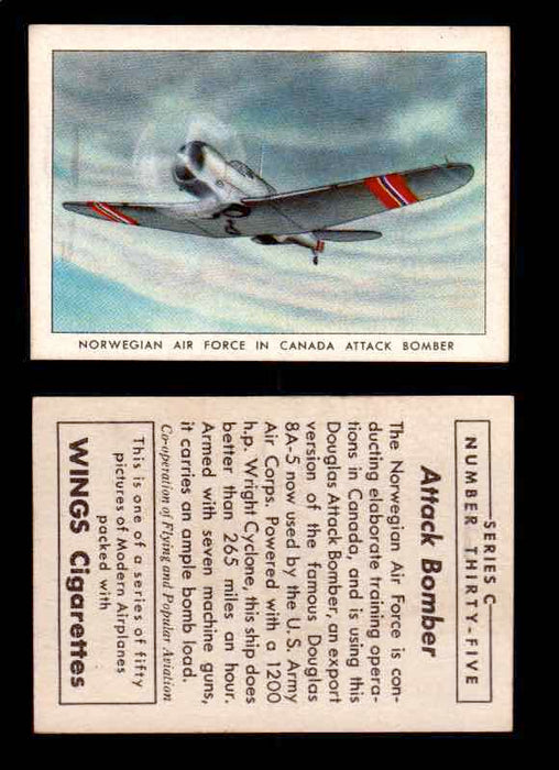 1942 Modern American Airplanes Series C Vintage Trading Cards Pick Singles #1-50 35	 	Norwegian Air Force In Canada Attack Bomber  - TvMovieCards.com