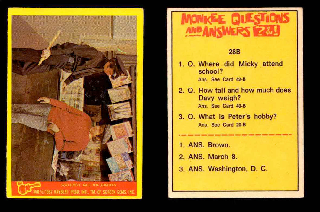 The Monkees Series B TV Show 1967 Vintage Trading Cards You Pick Singles #1B-44B #35  - TvMovieCards.com