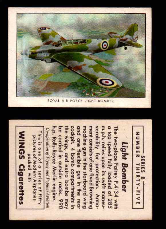 1941 Modern American Airplanes Series B Vintage Trading Cards Pick Singles #1-50 35	 	Royal Air Force Light Bomber  - TvMovieCards.com